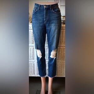 L'agence Cropped Jeans cotton destructed high waisted skinny leg size 27